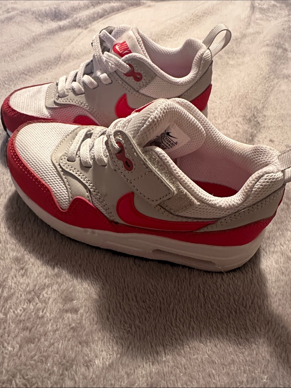 Nike Kids White and Red Swoosh Sneakers